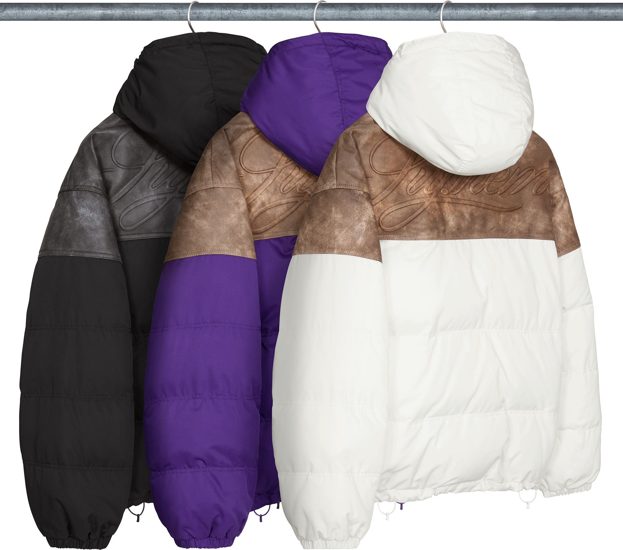 Leather Yoke Puffer Jacket view 3